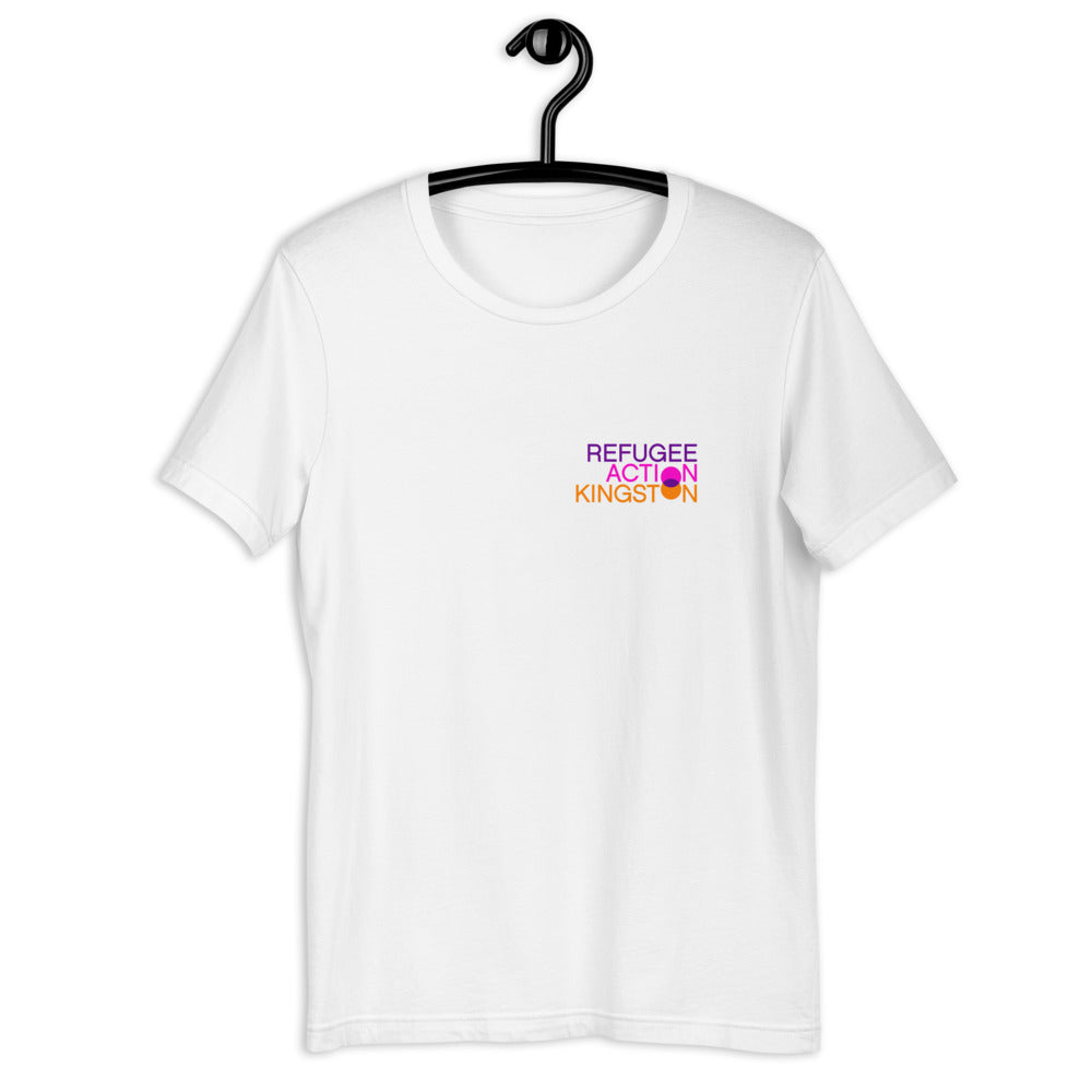 'Refugee Action Kingston' Unisex T-Shirt (Small Logo)